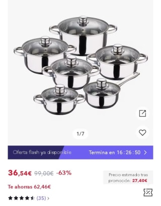 San Ignacio Bateria de Cocina 12 Piezas Acero Inoxidable en Color Cromado colección Cassel por 25,58€.