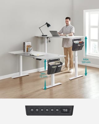 SONGMICS In hoogte verstelbaar bureau elektrisch basic wit-duifgrijs voor €139,99 bij Amazon