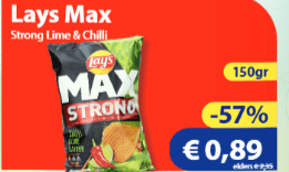 Lay's Max strong chili en lime voor €0,89 bij DieGrenze