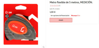 Llave inglesa de 200mm, apertura 25mm por 1€ y metro 5 metros por 1€