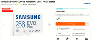 Samsung EVO Plus MicroSDXC Geheugenkaart 256 GB voor €14,99 bij Kamera Express