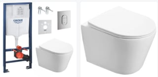 Pack WC Bâti-support Grohe ,WC SAT Infinitio sans bride fixations invisibles à 329,90€