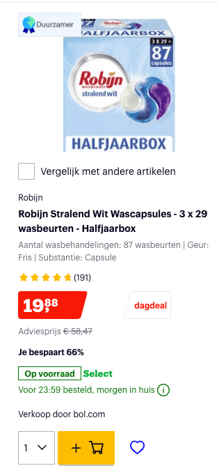 Tot 66% korting op Robijn, Omo en Sun producten