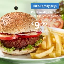 Burger met friet en amandelgebakje voor €9,99 voor studenten met IKEA Family pas