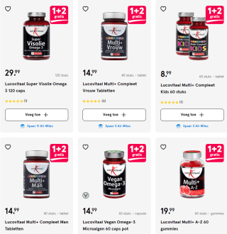 1+2 gratis op veel Lucovitaal supplementen bij Etos