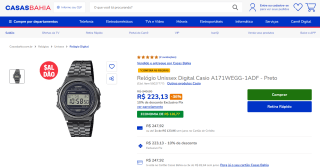 Relógio Unissex da Casio, modelo digital - R$ 223,13