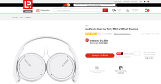 Audífonos Over Ear Sony MDR-ZX110AP Blancos por $4.990