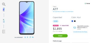 Oppo A77 128GB Azul por $1,439 | Cupón Movistar