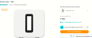 Sonos Sub Gen3 - Subwoofer - Wit voor €585 bij Artandcraft