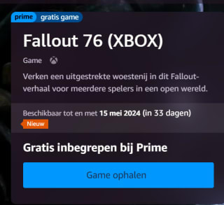 Fallout 76 gratis te claimen bij Amazon prime gaming