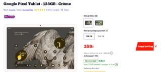Google Pixel Tablet, zonder dock 128GB Crème voor €359 bij Bol