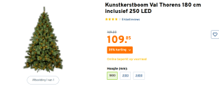 Kunstkerstboom Val Thorens 250LED 180 cm voor €109,85 bij de Gamma