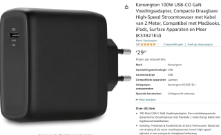 Kensington 100W USB-C GaN voedingsadapter voor €29,90 bij Amazon