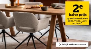 2e halve prijs op diverse eetkamerstoelen bij Leen Bakker