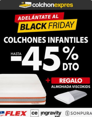 Hasta 45% de DTO en Colchones Infantiles + Regalo Almohada Viscokids.
