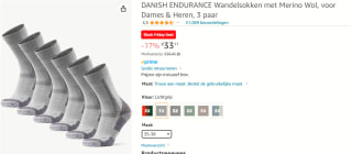 Danish endurance wandelsokken merino wol 3 paar voor €33,11 bij Amazon