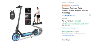 Scooter Eléctrico Patín S9max 800w 30km/h 10.4ah Con Bag por $7,008.12 en Mercado Libre