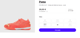 Botas de Futbol de Hombre Puma FUTURE 3.4 IT por 26€