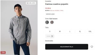 Camisa de cuadros popelín para Hombre Cortefiel por 15.99€