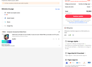 Refrigerador DeepCool AG400 ARGB de CPU por solo 19,59€