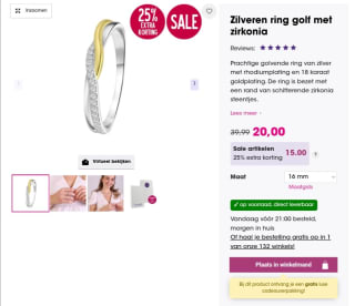 Extra korting bij Lucardie op Zilveren ring golf met zirkonia