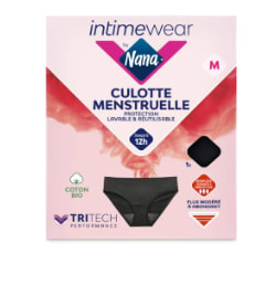 Culotte Menstruelle Lavable & Réutilisable Coton Bio Taille M Noire Intimewear NANA à 19