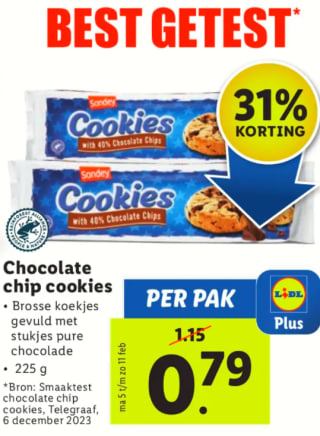 Chocolate chip cookies voor €0,79 bij de Lidl