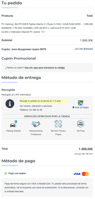 PC Gaming Ryzen 5 7600 32GB RAM DDR5 6000MHZ 1TB SSD 7400MBS GeForce RTX 5070 por solo 1.499€