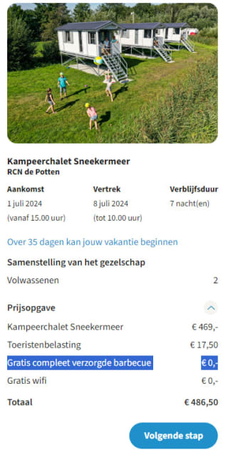 Gratis verzorgde barbecue bij je verblijf bij RCN Vakantieparken