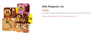 1+1 gratis op alle Magnum ijs bij de Plus