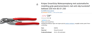 Knipex Waterpomptang - 250mm voor €24,99 bij Amazon