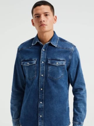 BLUE RIDGE Slim fit denim overhemd van jog denim voor €45 bij Wefashion