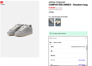 Adidas Originals Campus 00s sneakers voor €59,95 bij Zalando