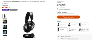 Casque gamer sans fil Steelseries Arctis Nova Pro à 279,99€