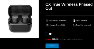 Sennheiser CX True Wireless oordopjes voor €28,95