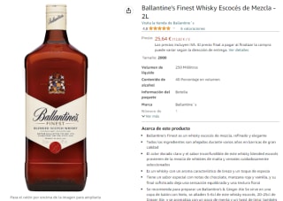 Ballantine's Finest Whisky Escocés de Mezcla de 2 Litros por 25,64€