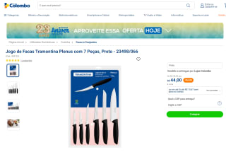 Jogo de Facas da Tramontina Plenus com 7 Peças - R$ 44