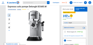 Cafetière Expresso solo pompe Delonghi EC685.M à 143€