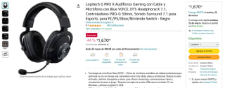Audífonos Logitech G PRO X por $1,671 en Amazon