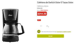 Cafetera de Switch Oster 5 Tazas por $244 en Soriana