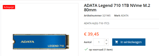 ADATA Legend 710 1 TB - SSD voor €39,45 bij Micro-mail