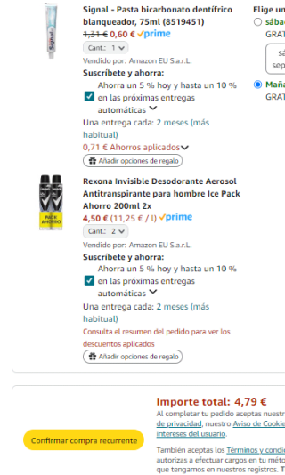 4 packs Rexona Invisible Desodorante Ice Pack + 1 Signal Pasta dentífrico por 4,79€