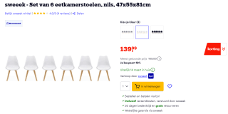Set van 6 Sweeek eetkamerstoelen voor €139,99
