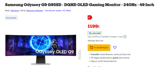 Samsung Odyssey G9 G95SD - DQHD OLED Gaming Monitor - 240Hz - 49 Inch voor €1.199 bij Bol