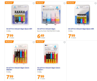 Diverse Inkt & Print inktcartridges vanaf €6,49 bij de Action