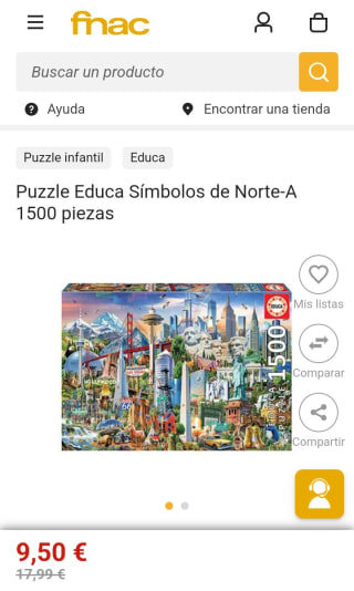 Puzzle Educa Símbolos de Norte-A 1500 piezas por 9,50€.