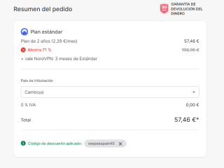 2 años NordVPN + 3 meses gratis por 58,61€