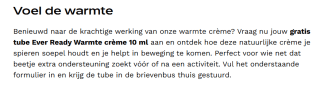 gratis tube Ever Ready Warmte crème 10 ml