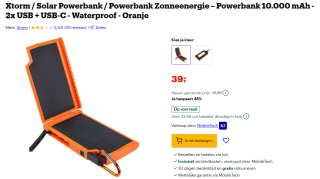 XTORM Solar Powerbank 10.000 mAh voor €39 bij Bol