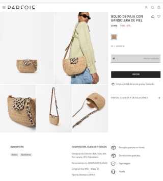 Bolso de paja con bandolera de piel por 7,99€.